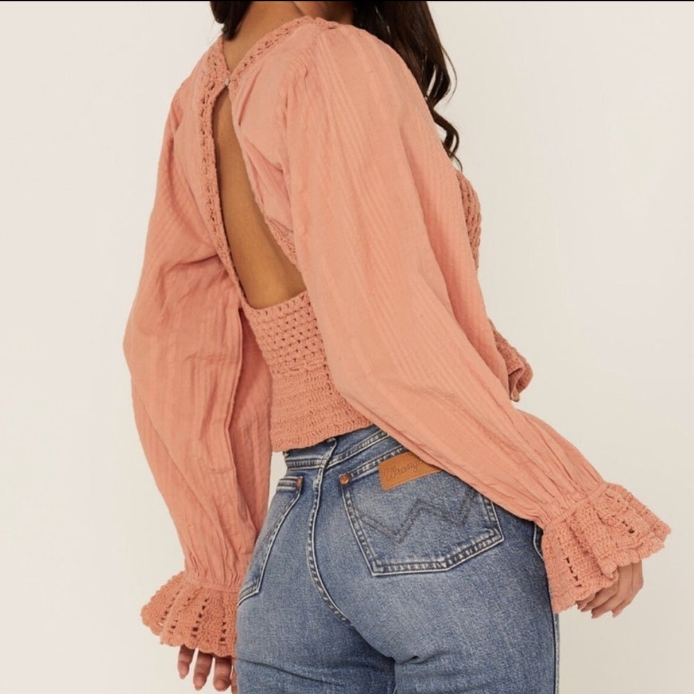 FREE PEOPLE MEGAN CROCHET SWEATER SHIRT